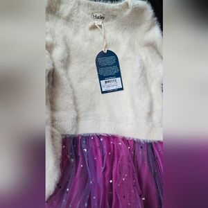 Hatley Cream Fuzzy Sweater And Tool Dress